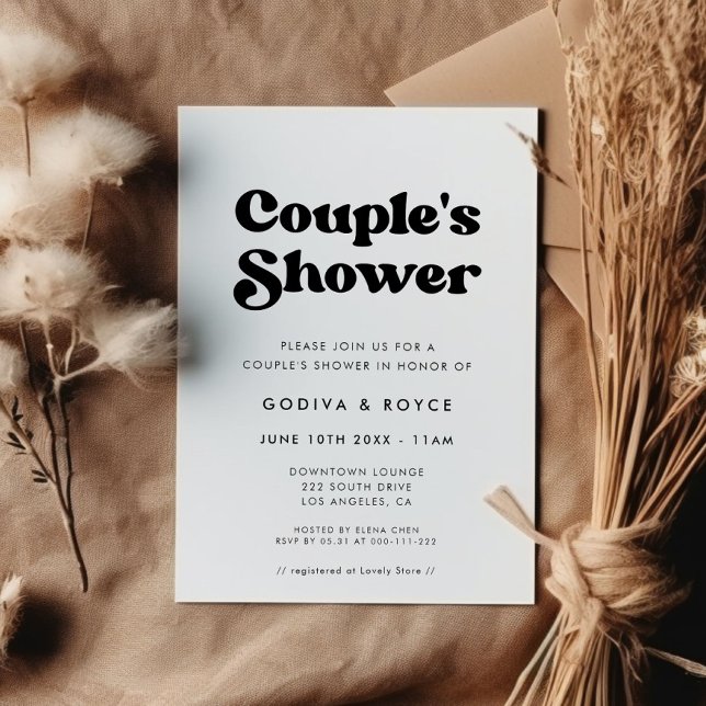 Convites Chuva de Casamento Retro com Estilo Preto e Branco (Criador carregado)