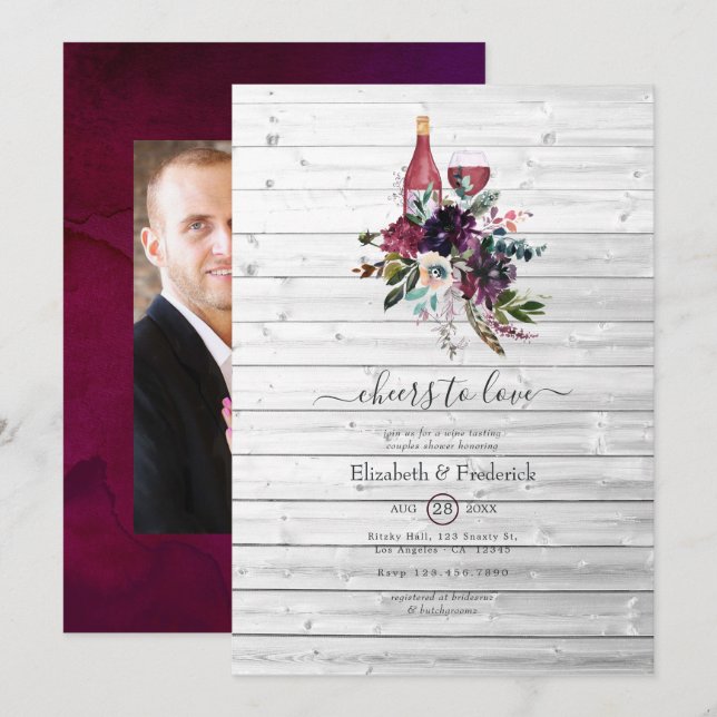 Convites Chuva de Casamento Rústica Boho em Tonalidades de  (Frente/Verso)