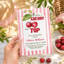 Chuva de Cereja Retro Rosa Listrado Baby Shower
