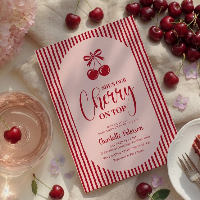 Convites Chuva de Cerejas no Baby Shower (Criador carregado)