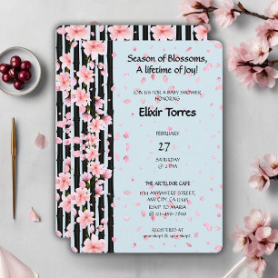Convites Chuva de Cerejeiras da Primavera Sakura Baby Showe