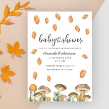 Chuva de cogumelos em aquarela para chá de bebê