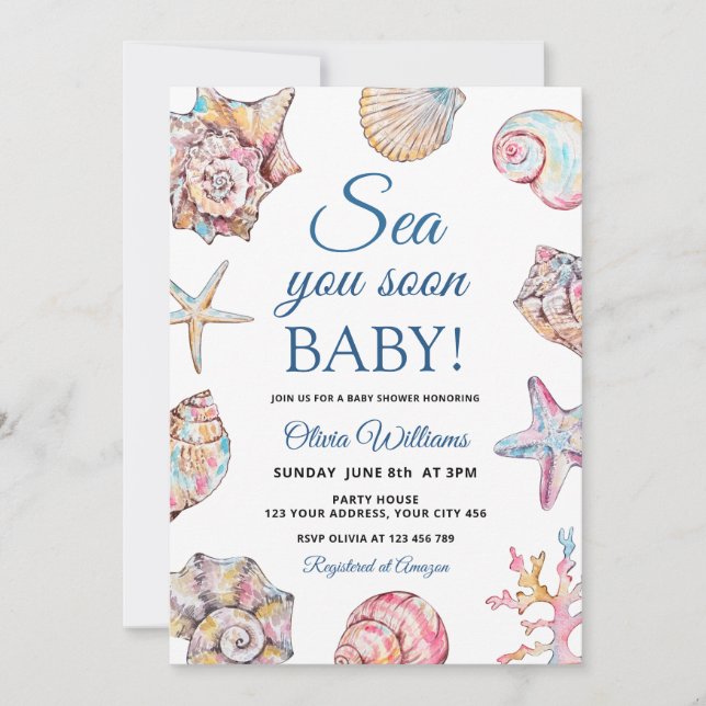 Convites Chuva de Conchinhas Baby Shower (Frente)