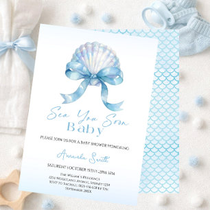 Convites Chuva de Conchinhas Sea You Soon baby shower
