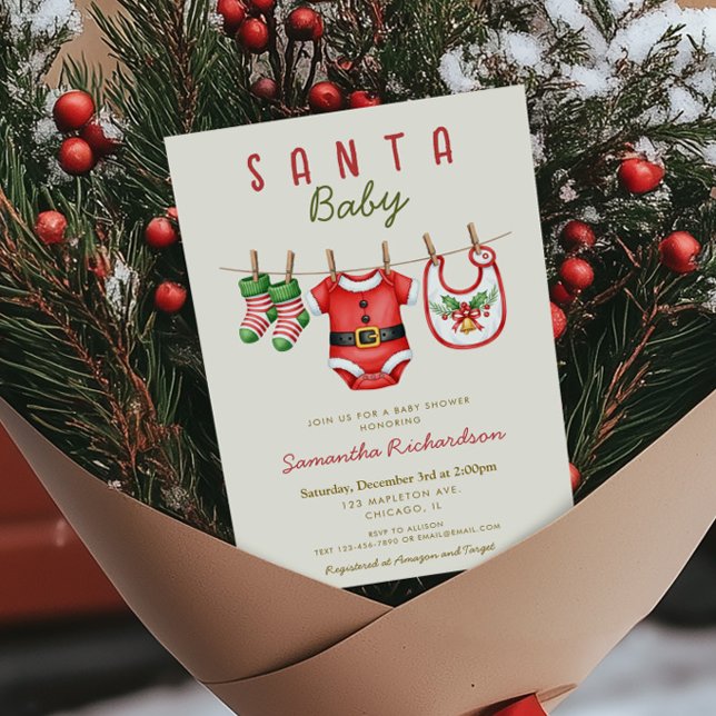 Convites chuva de confeitos para chá de bebê de Natal gêner (Criador carregado)