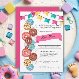 Convites Chuva de Confetes Bebê Donut Moderno Baby Shower
