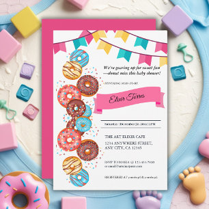 Convites Chuva de Confetes Bebê Donut Moderno Baby Shower