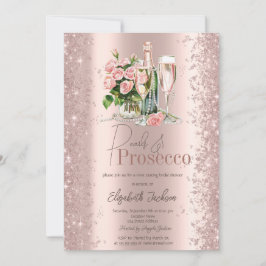 Convites Chuva de Confetes em Rose Gold Prosecco Pérolas pa