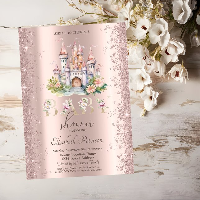 Convites Chuva de Confetes Floral Castelo Baby Shower (Criador carregado)