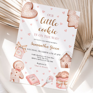 Convites Chuva de Cookies Rosa para Chás de Bebê