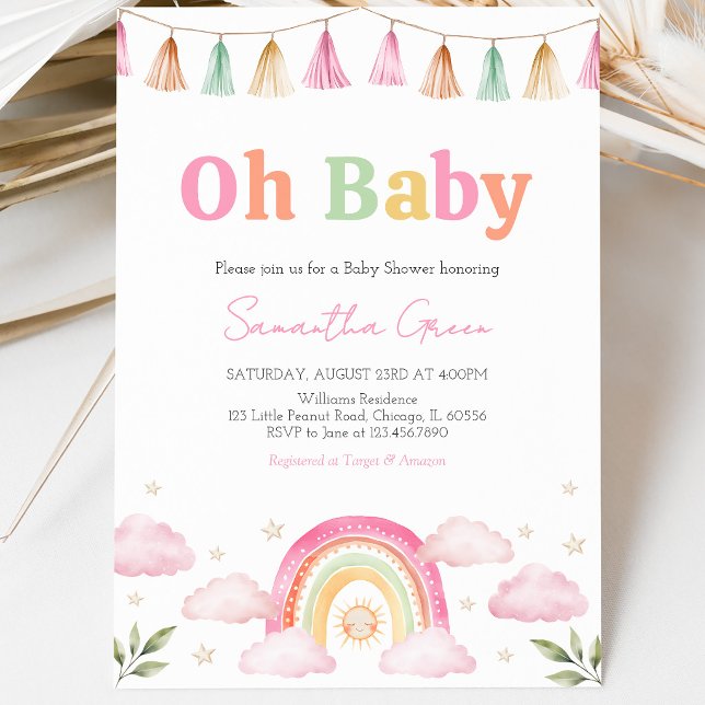 Convites Chuva de Cor Baby Shower (Criador carregado)