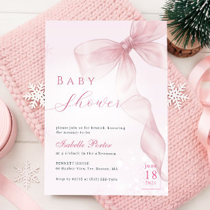 Convites Chuva de Cor-de-Rosa em Aquarela - Chá de Bebê de 