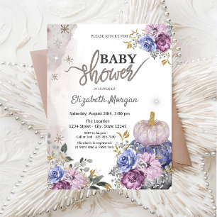 Convites Chuva de Cor Violeta Abóbora Flores Chá de Bebê