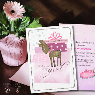 Convites Chuva de Corações Fawn Deer Baby Shower