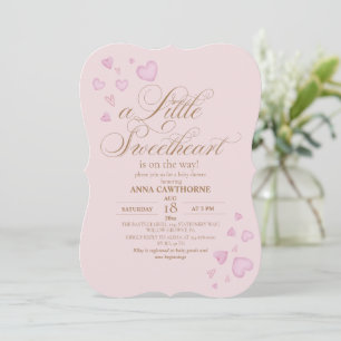 Convites Chuva de Corações Rosa Aniversário de Bebê