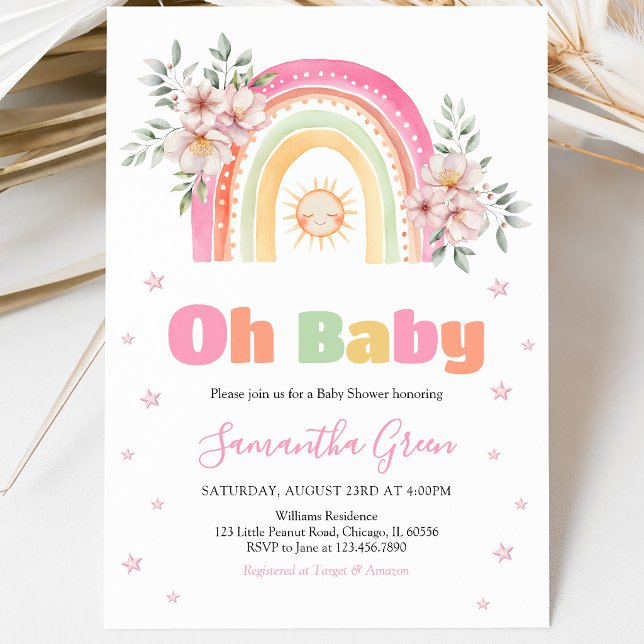 Convites Chuva de Cores Baby Shower (Criador carregado)