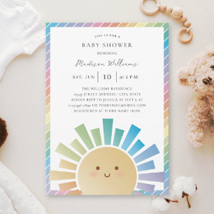 Convites Chuva de Cores Babyshower Neutro