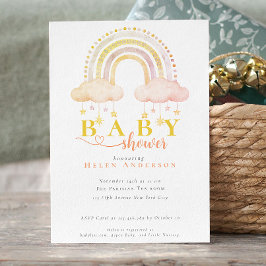 Convites Chuva de Cores Boho para Chás de Bebê Menina