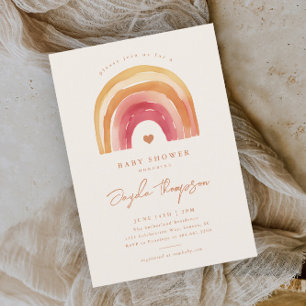 Convites Chuva de Cores Boho Terracota para Chá de Bebê
