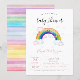 Convites Chuva de Cores em Aquarela Arco-íris Baby Shower