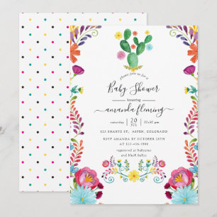 Convites Chuva de Cores Floral em Aquarela para Chá de Bebê