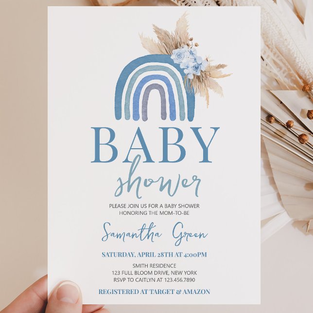 Convites Chuva de Cores para o Menino: Baby Shower (Criador carregado)