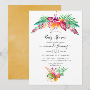 Convites Chuva de cores tropical de verão no estilo aquarel