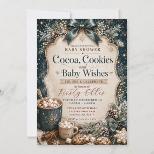 Convites Chuva de Desejos, Cookies e Cacau Chá de Bebê