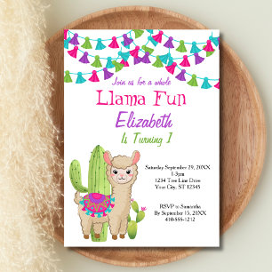 Convites Chuva de Diversão com Llama Rosa Roxo Cactus Chá d