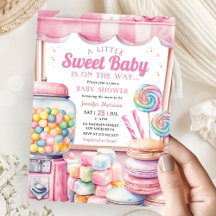 Chuva de Doces Baby Shower Menina Rosa Doce