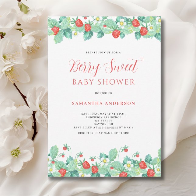Convites Chuva de Doçura Baby Shower de Morango (Criador carregado)