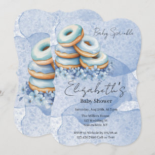 Convites Chuva de Donuts Azuis para o Bebê Menino