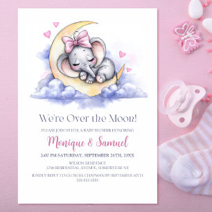 Convites Chuva de Elefante Menina Baby Shower