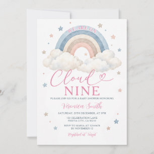 Convites Chuva de Estrelas Arco-Íris Pastel Boho Baby Showe