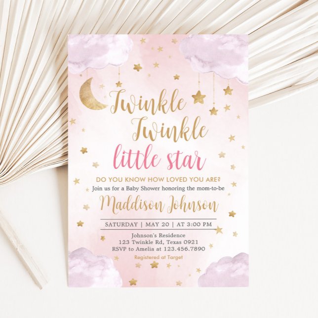 Convites Chuva de Estrelas Baby Shower (Little Star Baby Shower Invitation)