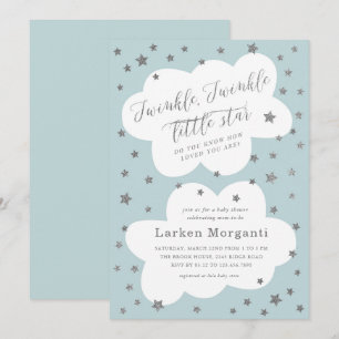 Convites Chuva de Estrelas Baby Shower Azul