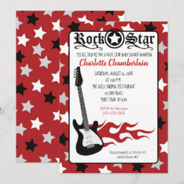 Convites Chuva de Estrelas Bebê Balanço de Guitarra Rock Ve