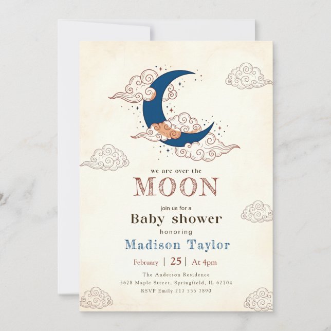 Convites Chuva de Estrelas da Moda Sobre o Chá de Bebê da L (Frente)