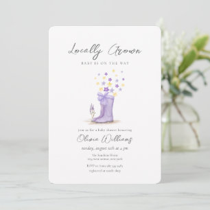 Convites Chuva de Estrelas de Flores de Botas Roxas Baby Sh