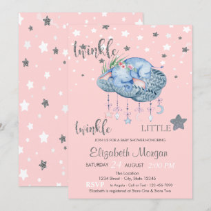 Convites Chuva de Estrelas do Elefante Baby Shower