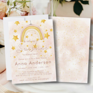 Convites Chuva de Estrelas Douradas Arco-Íris Boho Chuveiro