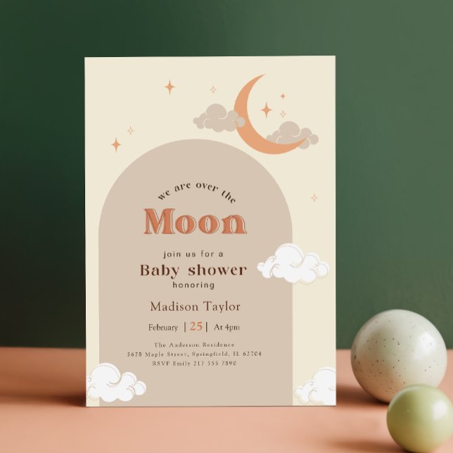 Convites Chuva de Estrelas e Lua Baby Shower (Criador carregado)