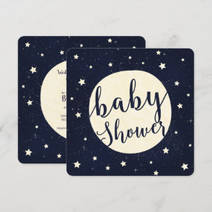 Convites Chuva de Estrelas e Lua Caprichosa Azul Celestial 