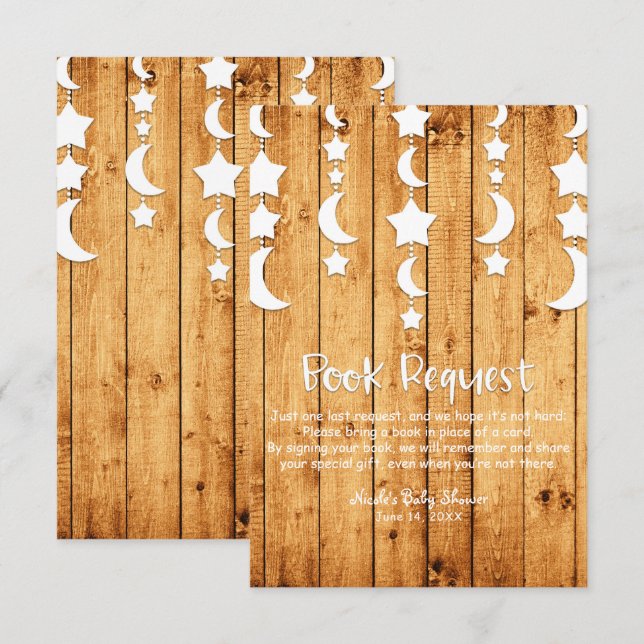 Convites Chuva de Estrelas e Lua Carvalho Livro Pedido Chá  (Frente/Verso)