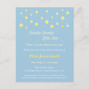 Convites Chuva de Estrelas Elegante Baby Shower