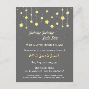 Convites Chuva de Estrelas Elegante Baby Shower