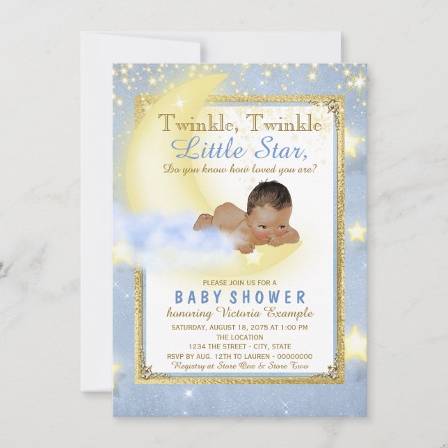 Convites Chuva de Estrelas Pequena Estrela Étnica Chá de Be (Frente)