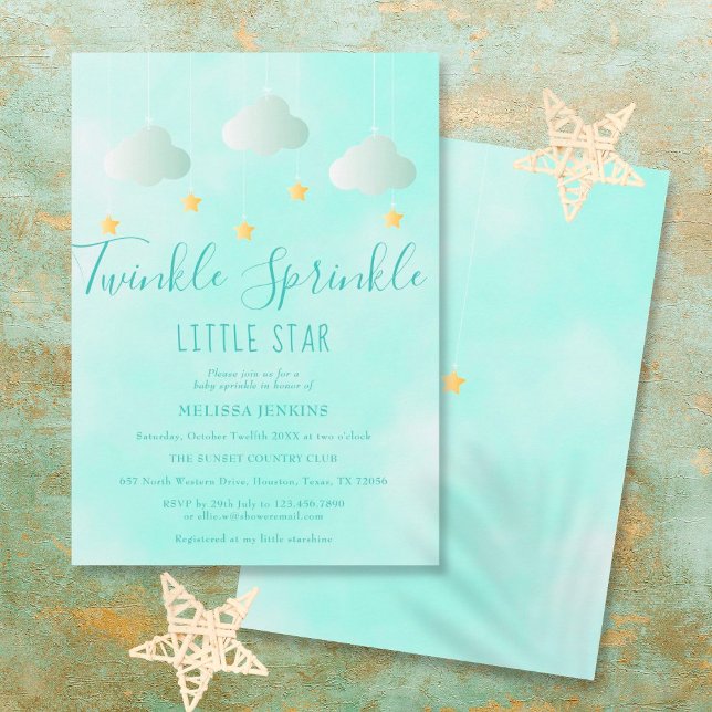 Convites Chuva de Estrelas Pequena Estrela Neutra Baby Show (Criador carregado)