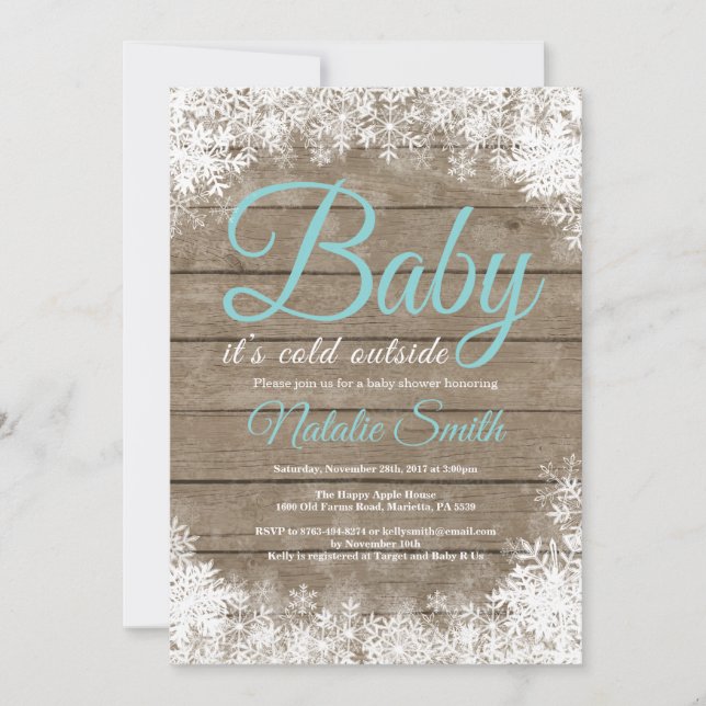Convites Chuva de Fagulhas de Inverno, Baby Shower (Frente)