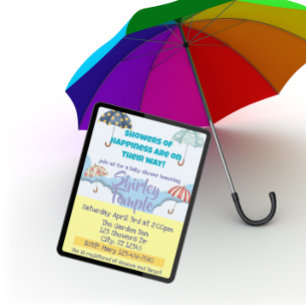 Convites Chuva de Felicidade Guarda-Chuva Baby Shower